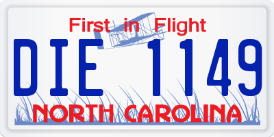 NC license plate DIE1149