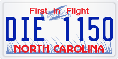 NC license plate DIE1150