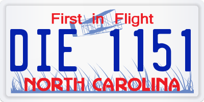 NC license plate DIE1151