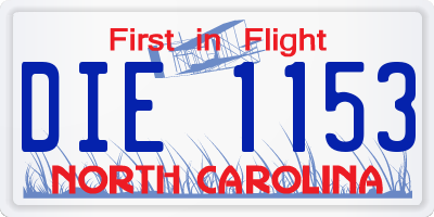 NC license plate DIE1153