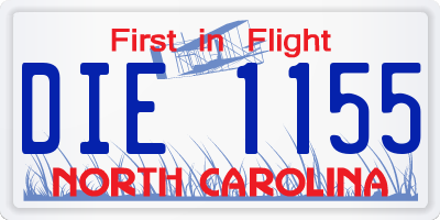 NC license plate DIE1155