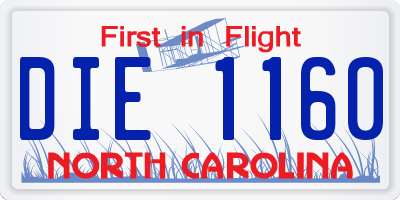 NC license plate DIE1160
