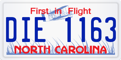 NC license plate DIE1163