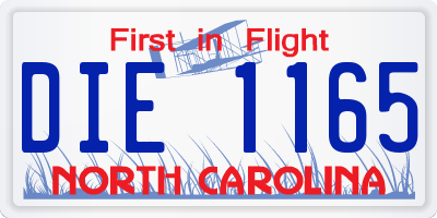NC license plate DIE1165