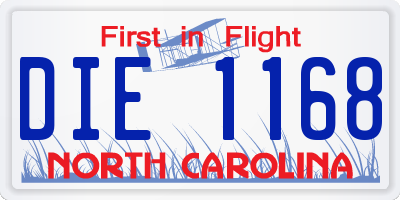 NC license plate DIE1168
