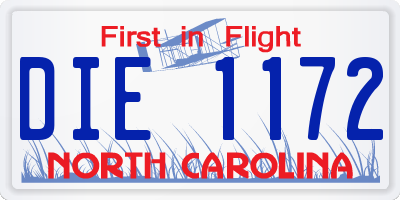 NC license plate DIE1172