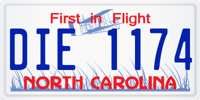 NC license plate DIE1174