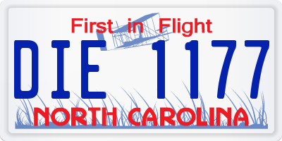 NC license plate DIE1177