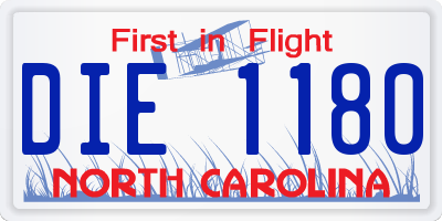 NC license plate DIE1180