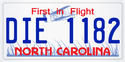 NC license plate DIE1182