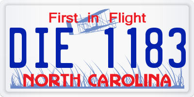 NC license plate DIE1183