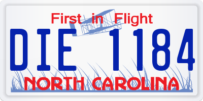 NC license plate DIE1184