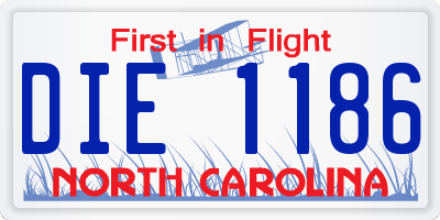NC license plate DIE1186