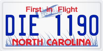 NC license plate DIE1190