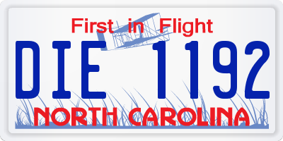 NC license plate DIE1192