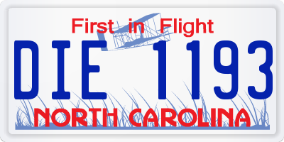 NC license plate DIE1193