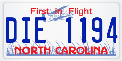 NC license plate DIE1194
