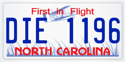 NC license plate DIE1196