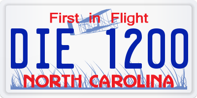 NC license plate DIE1200