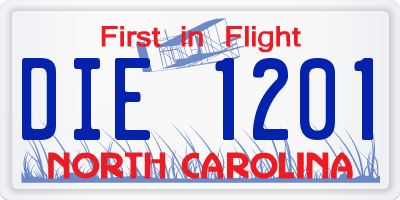NC license plate DIE1201