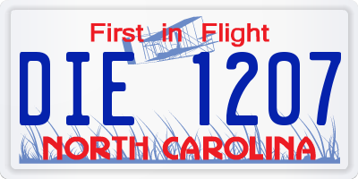 NC license plate DIE1207