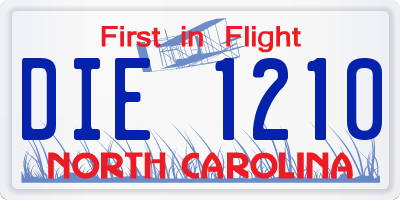 NC license plate DIE1210