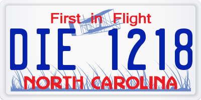 NC license plate DIE1218
