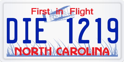 NC license plate DIE1219