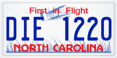NC license plate DIE1220