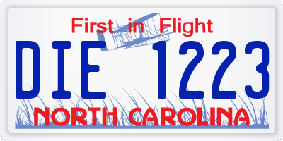 NC license plate DIE1223