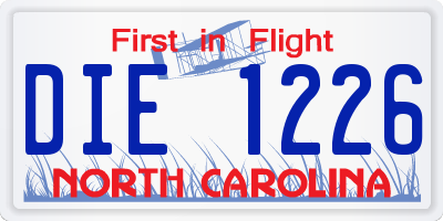 NC license plate DIE1226