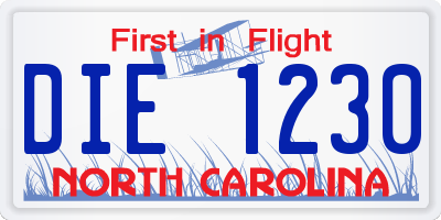 NC license plate DIE1230