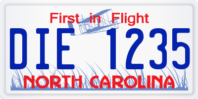 NC license plate DIE1235