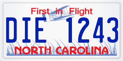 NC license plate DIE1243