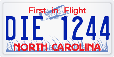 NC license plate DIE1244