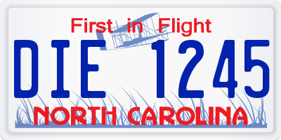 NC license plate DIE1245