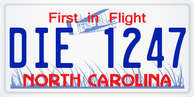 NC license plate DIE1247