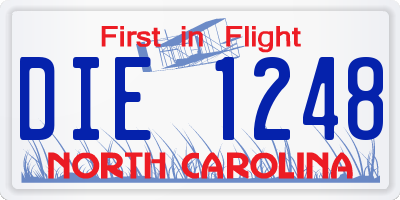 NC license plate DIE1248