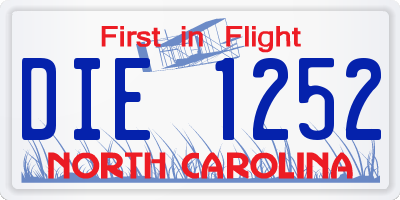 NC license plate DIE1252