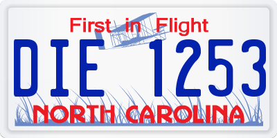 NC license plate DIE1253