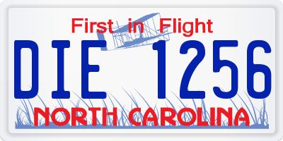 NC license plate DIE1256