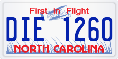 NC license plate DIE1260