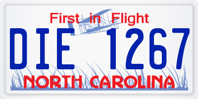 NC license plate DIE1267