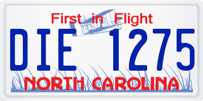 NC license plate DIE1275