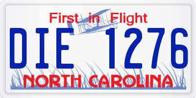 NC license plate DIE1276