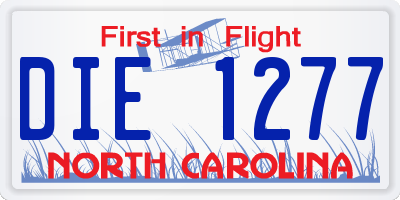 NC license plate DIE1277