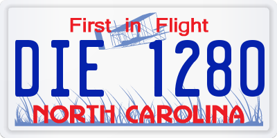 NC license plate DIE1280