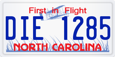 NC license plate DIE1285