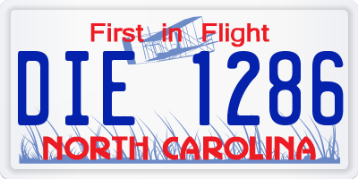 NC license plate DIE1286