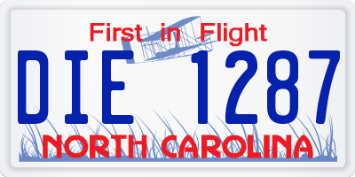 NC license plate DIE1287